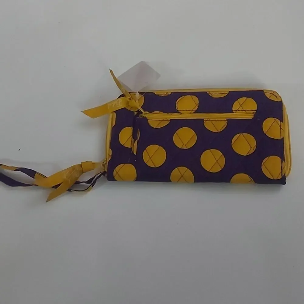 Belvah Yellow/Purple Zip Polka Dot Wallet Wristlet Dopamine Coconut Girl NEW